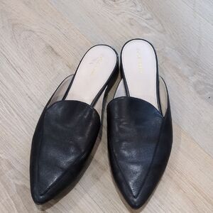 Cole Hahn Piper Black Leather Pointed- Toe Mules. Size 10. Well Loved.